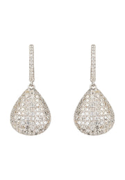 Valerie Pear Drop Gemstone Earrings Silver White Cz