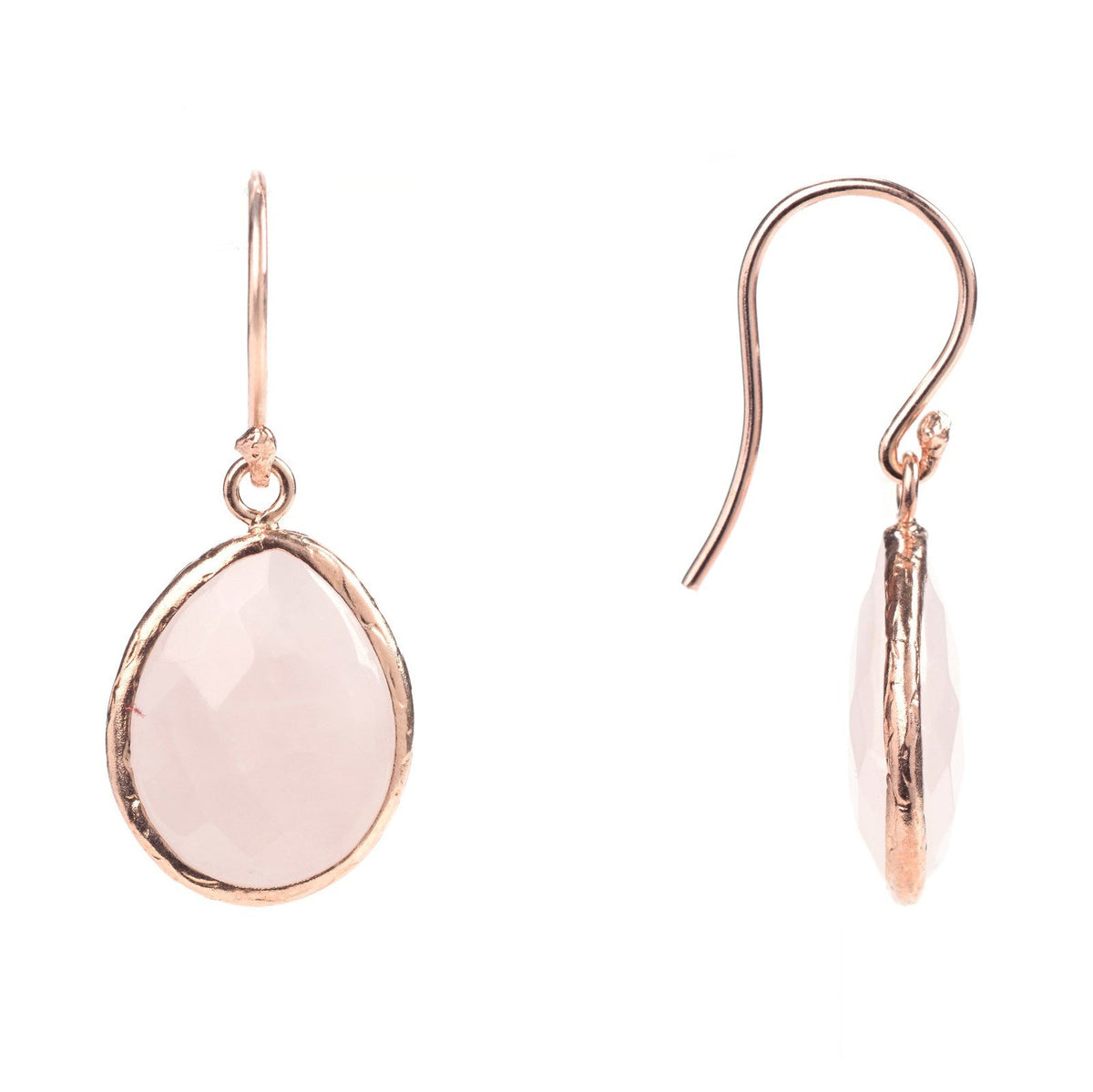 Petite Drop Earrings Rose Quartz Rosegold
