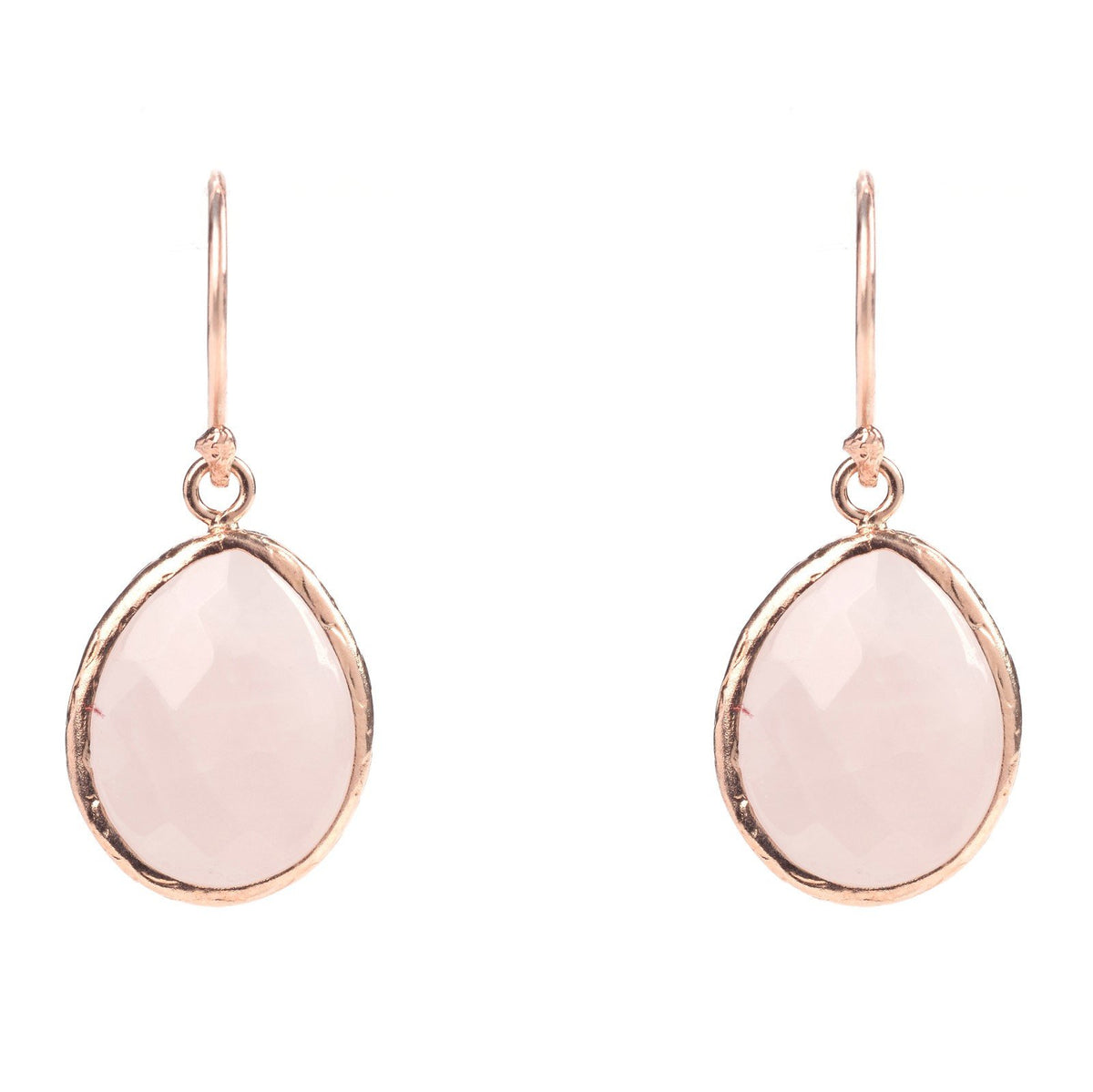 Petite Drop Earrings Rose Quartz Rosegold