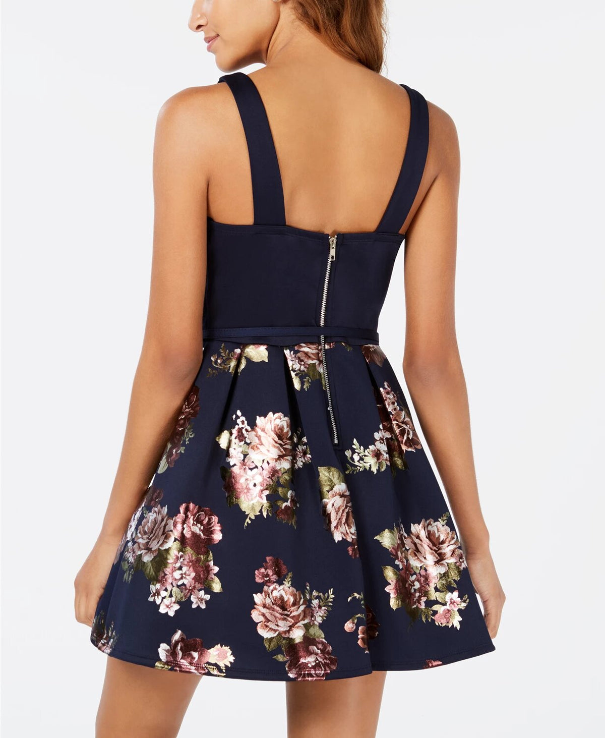 Crystal Doll Juniors' Foil-Print Fit & Flare Dress