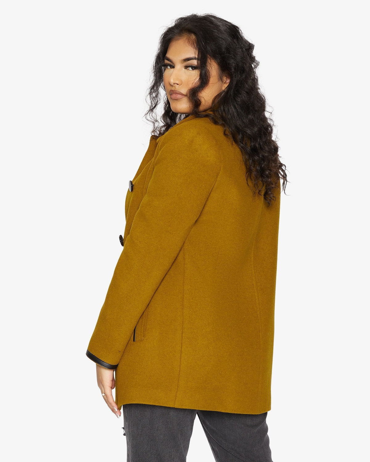 Wool Blend Contrast Trim Coat (1920)