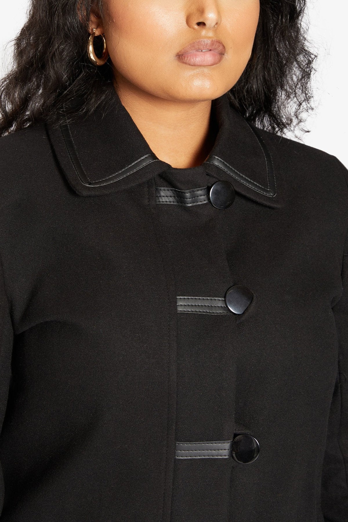 Wool Blend Contrast Trim Coat (1920)