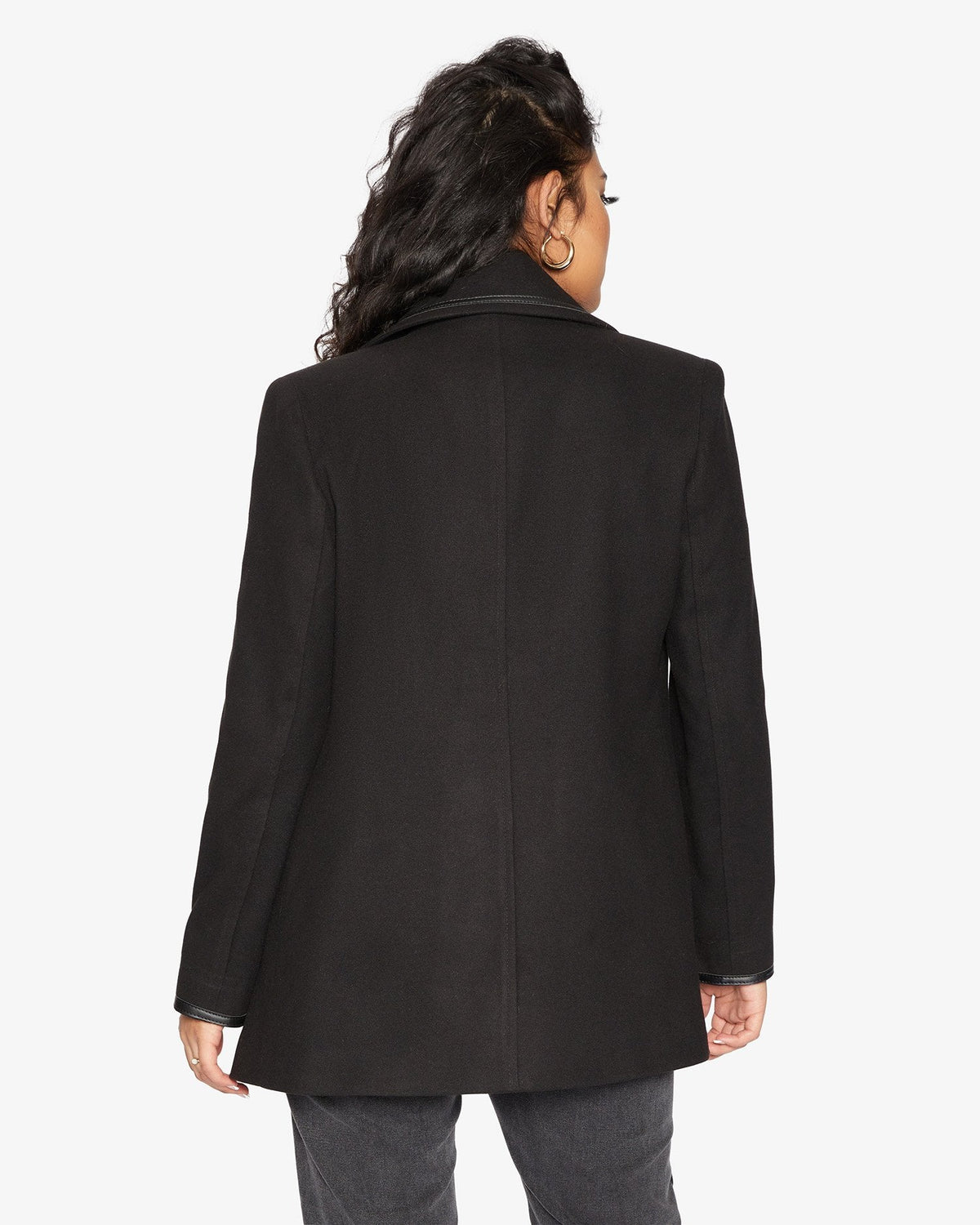 Wool Blend Contrast Trim Coat (1920)