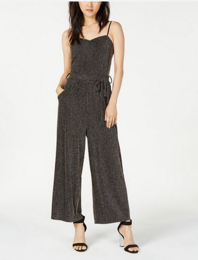 Emerald Sundae Juniors' Metallic Jumpsuit