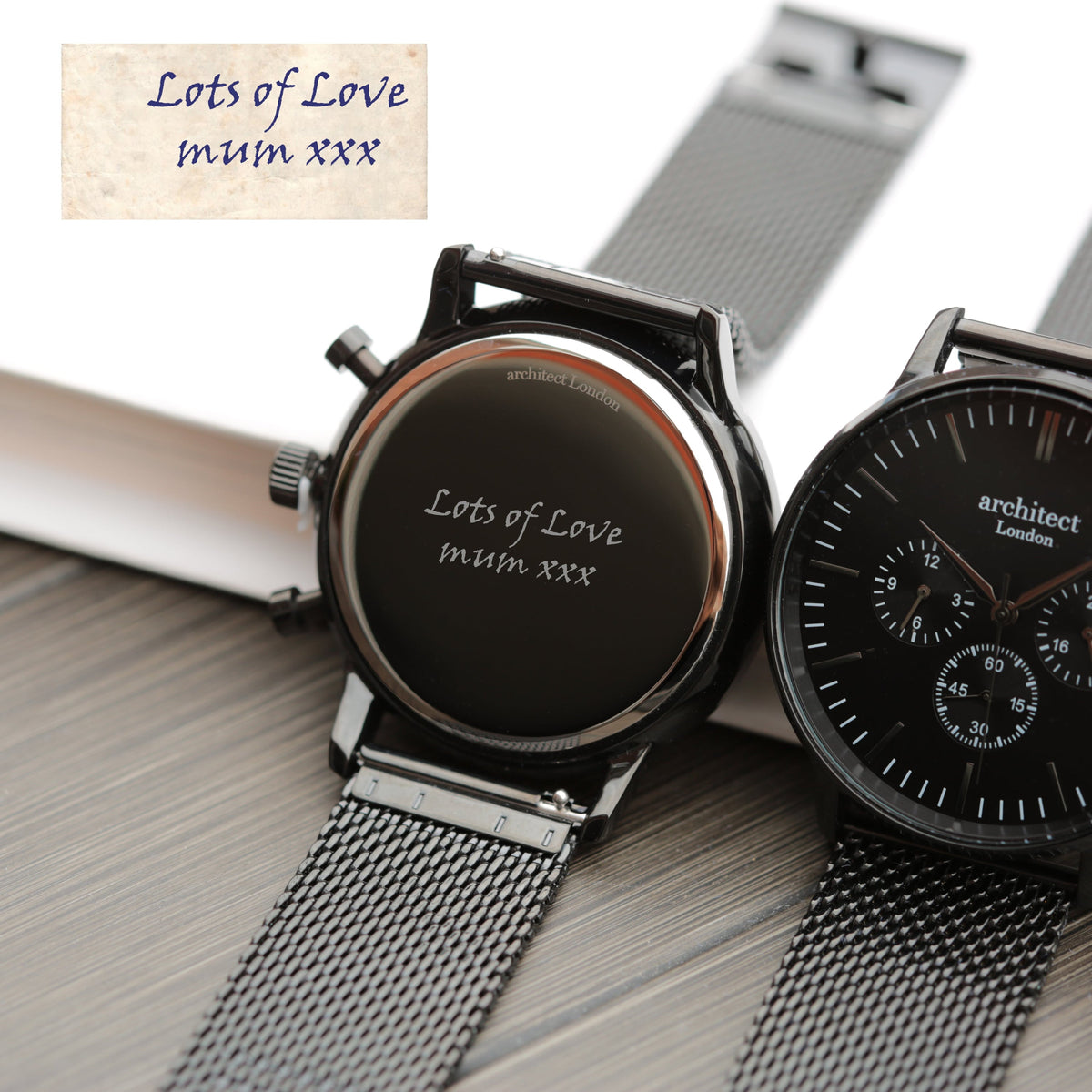 Handwriting Engraving - Men's Architect Motivator Black Face Black