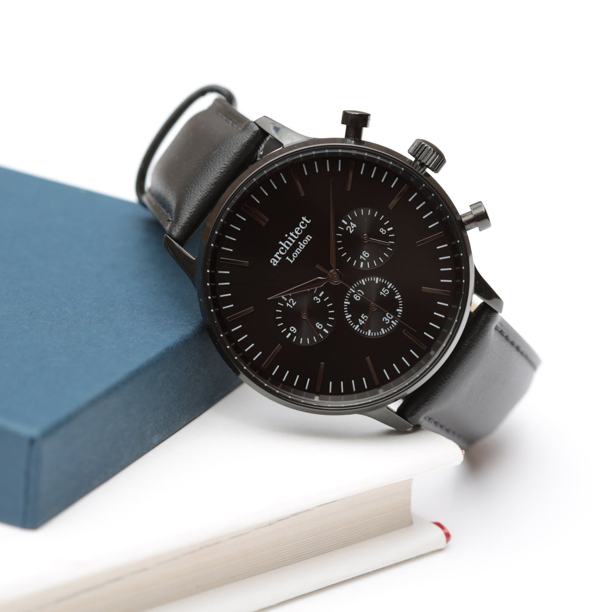 Men's Architect Motivator In Black With Black Strap - Modern Font