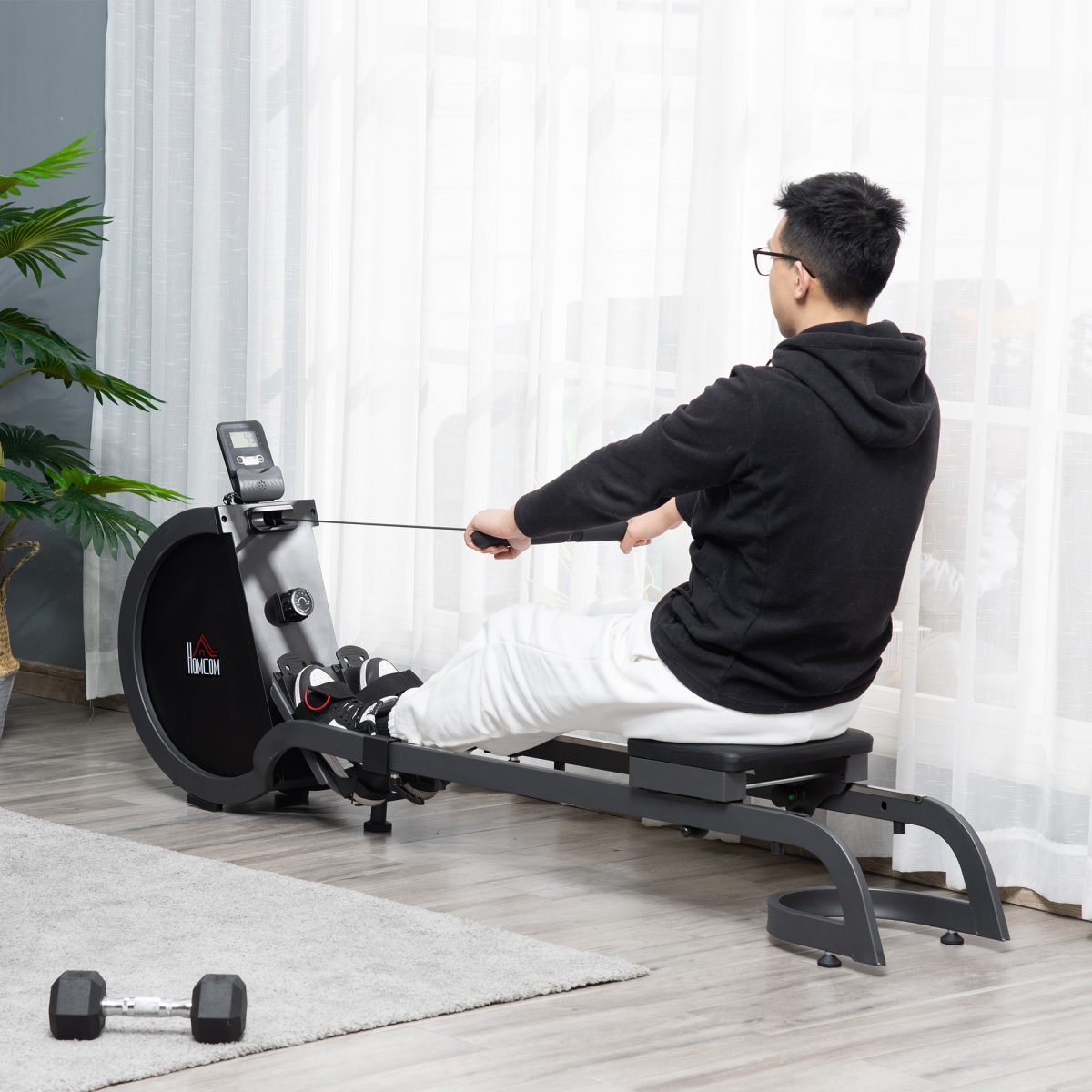 Magnetic Foldable Rower w/ 16-Level Adjustable Resistance for Home, Gym