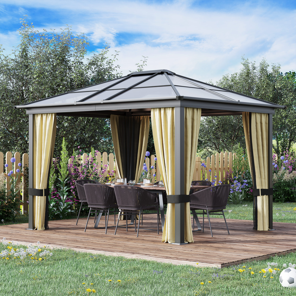 Garden Party Tent Gazebo 3x3.6 m-Brown/Beige