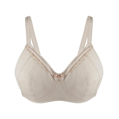 Ivory-Supportive Non-Wired Silk & Organic Cotton Full Cup Bra with