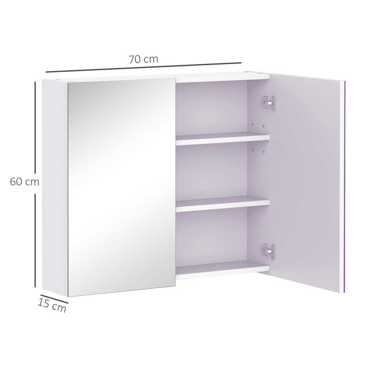 Wall Mounted Bathroom Mirror Storage Cabinet w/ Door Adjustable Shelf HOMCOM