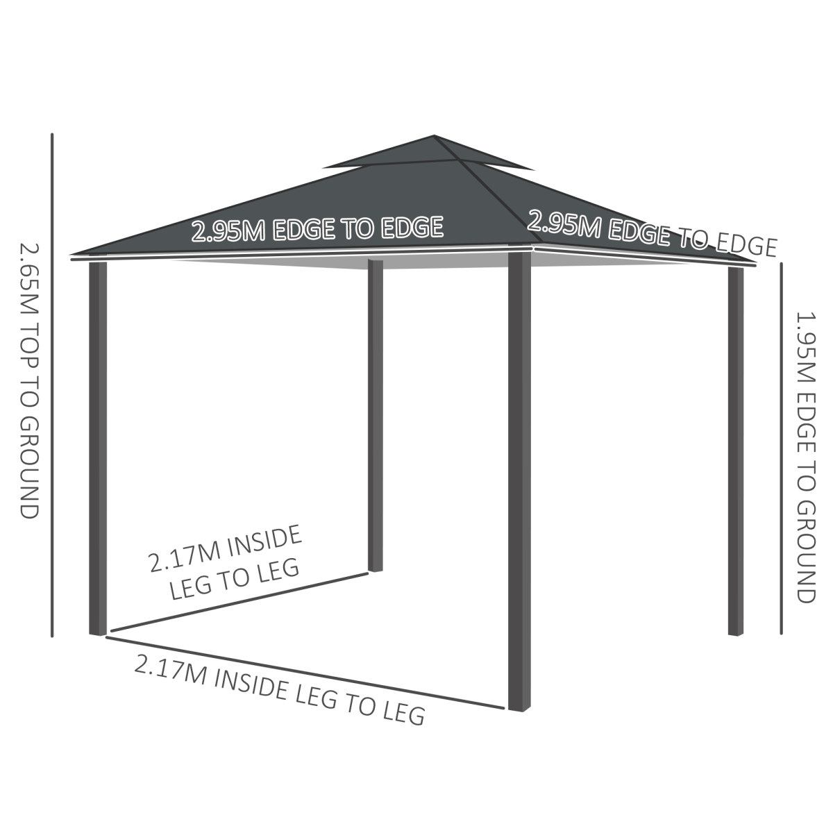 3x3m Garden Metal Gazebo Marquee Patio Wedding Party Dark Grey