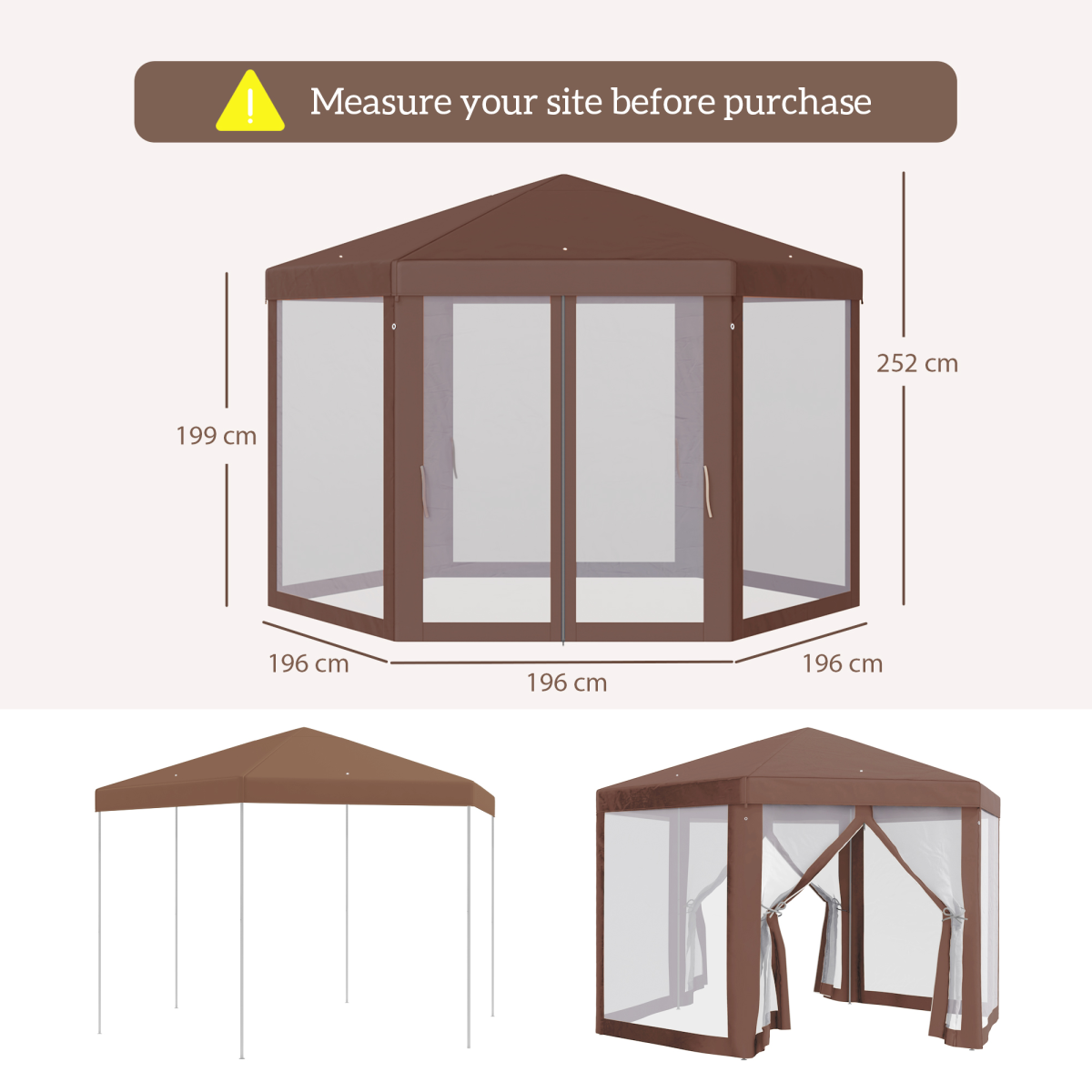 Hexagonal Garden Gazebo Party Tent Patio Marquee Canopy