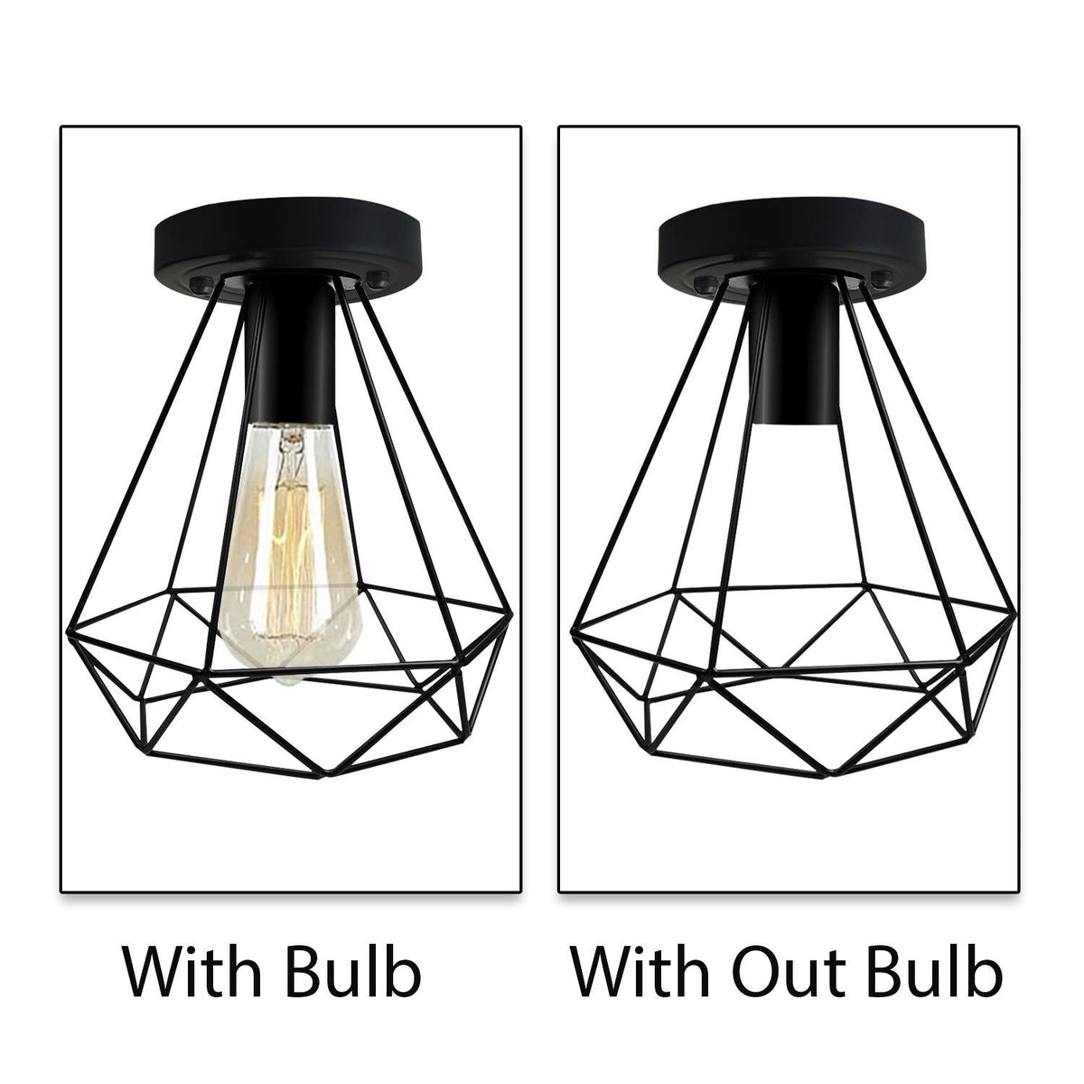 Industrial Black Wire Light Shade ceiling flush Lighting~1002