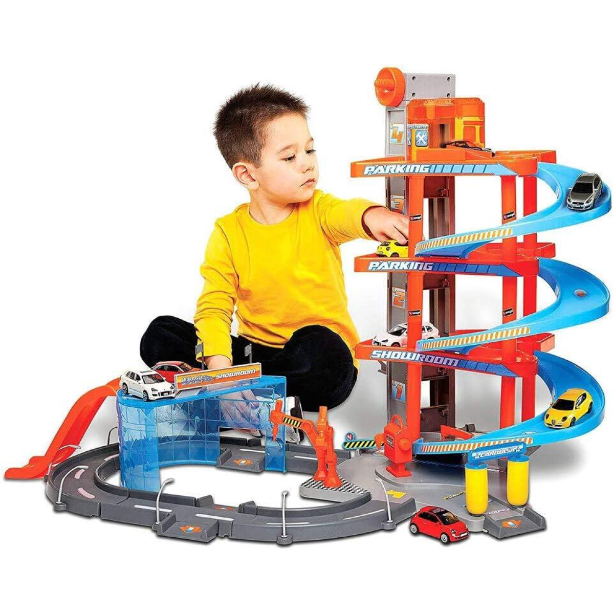 Burago 1:43 Street FIRE MEGA Dealer Showroom Garage Toy indoor Game , Assorted Colours