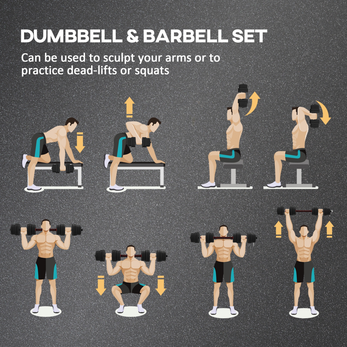 HOMCOM 30kg Adjustable 2 IN 1 Barbell Dumbbells Weight Set for Body Fitness