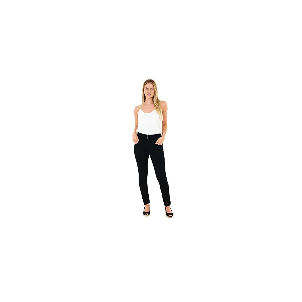 Ladies HW Double Button Jean BLACK 12