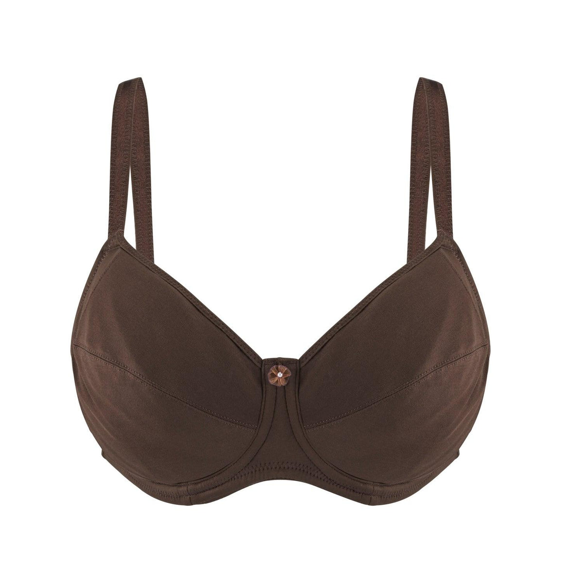 Cocoa-Underwired Silk & Organic Cotton Full Cup Bra with removable