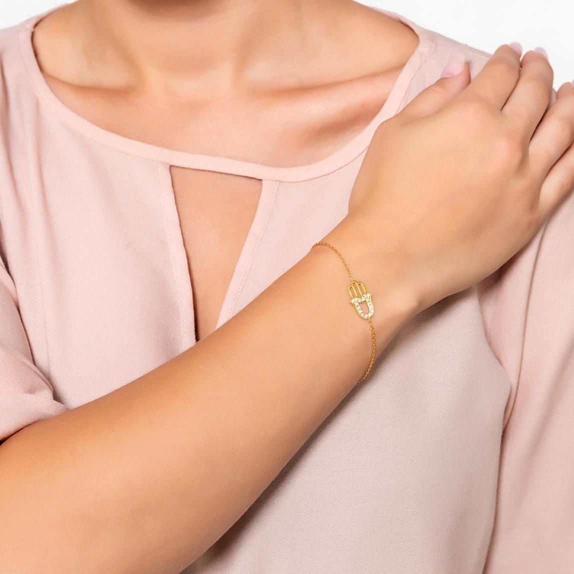 Diamond Hamsa Hand Bracelet gold