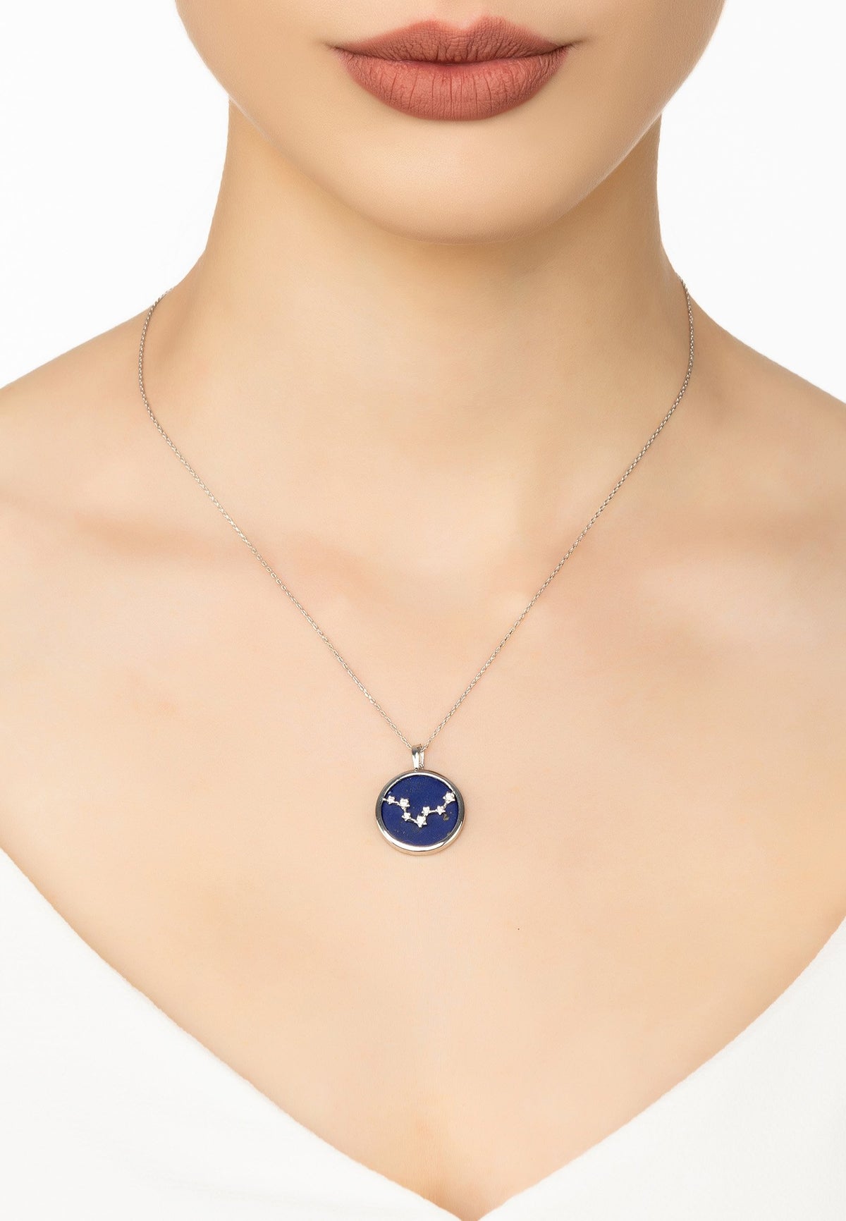 Zodiac Lapis Lazuli Gemstone Star Constellation Pendant Necklace