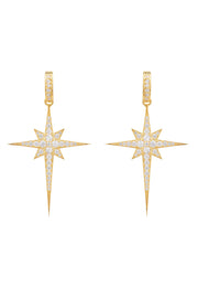 North Star Burst Large Drop Earrings Gold