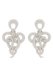 Viper Snake Drop Earrings Silver White