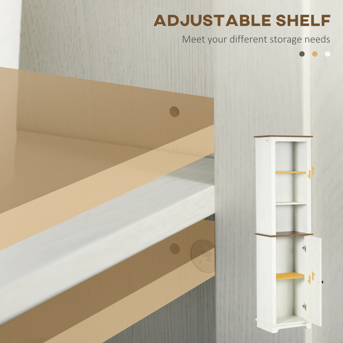 Tall Bathroom Cabinet Storage Cupboard with Door, Adjustable Shelves