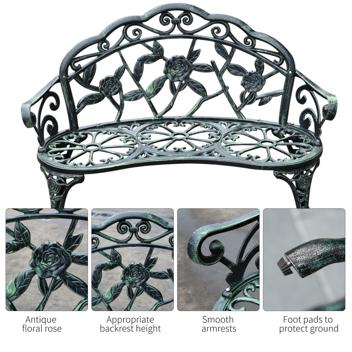 Cast Aluminum Garden Bench Patio Chair