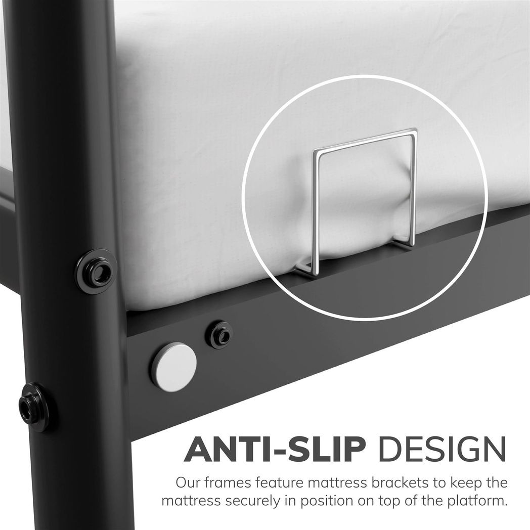 Extra Strong Single Metal Bed Frame In Black - Improved
