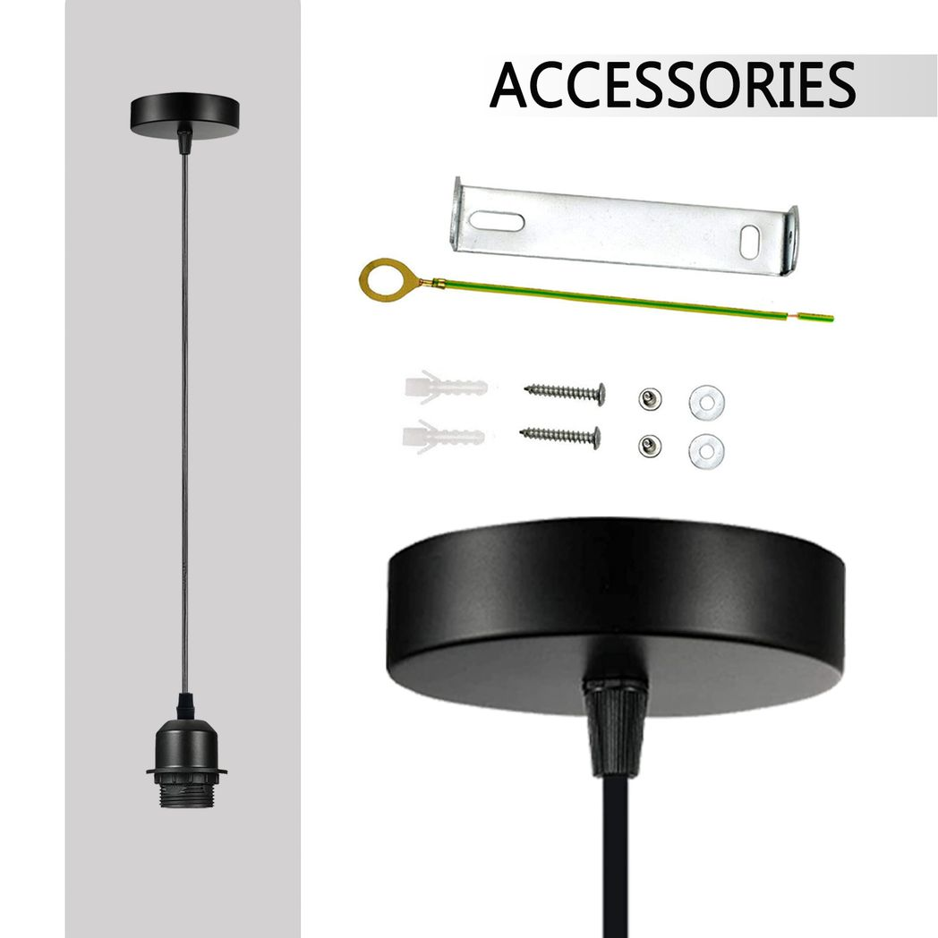 5 Pack Industrial French Gold Pendant Light, Lampshade Addable E27 Lamp Holder Light, E27 UK Holder Set With PVC Cable.