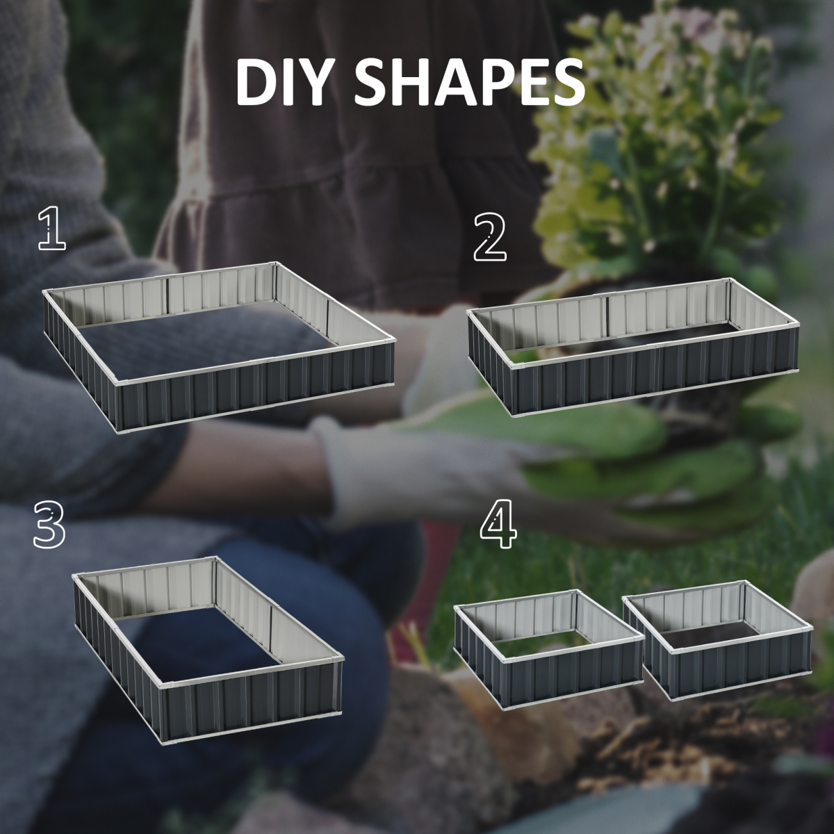 Metal Raised Garden Bed Steel Planter Box A Pairs of Glove 258cmx90cm