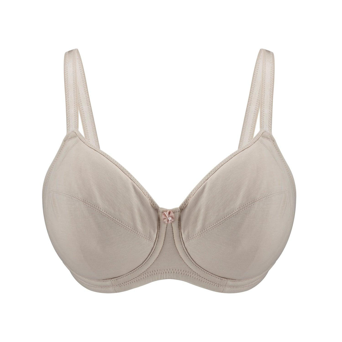 Ivory-Underwired Silk & Organic Cotton Full Cup Bra with removable