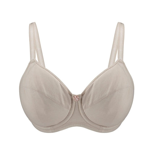 Ivory-Underwired Silk & Organic Cotton Full Cup Bra with removable