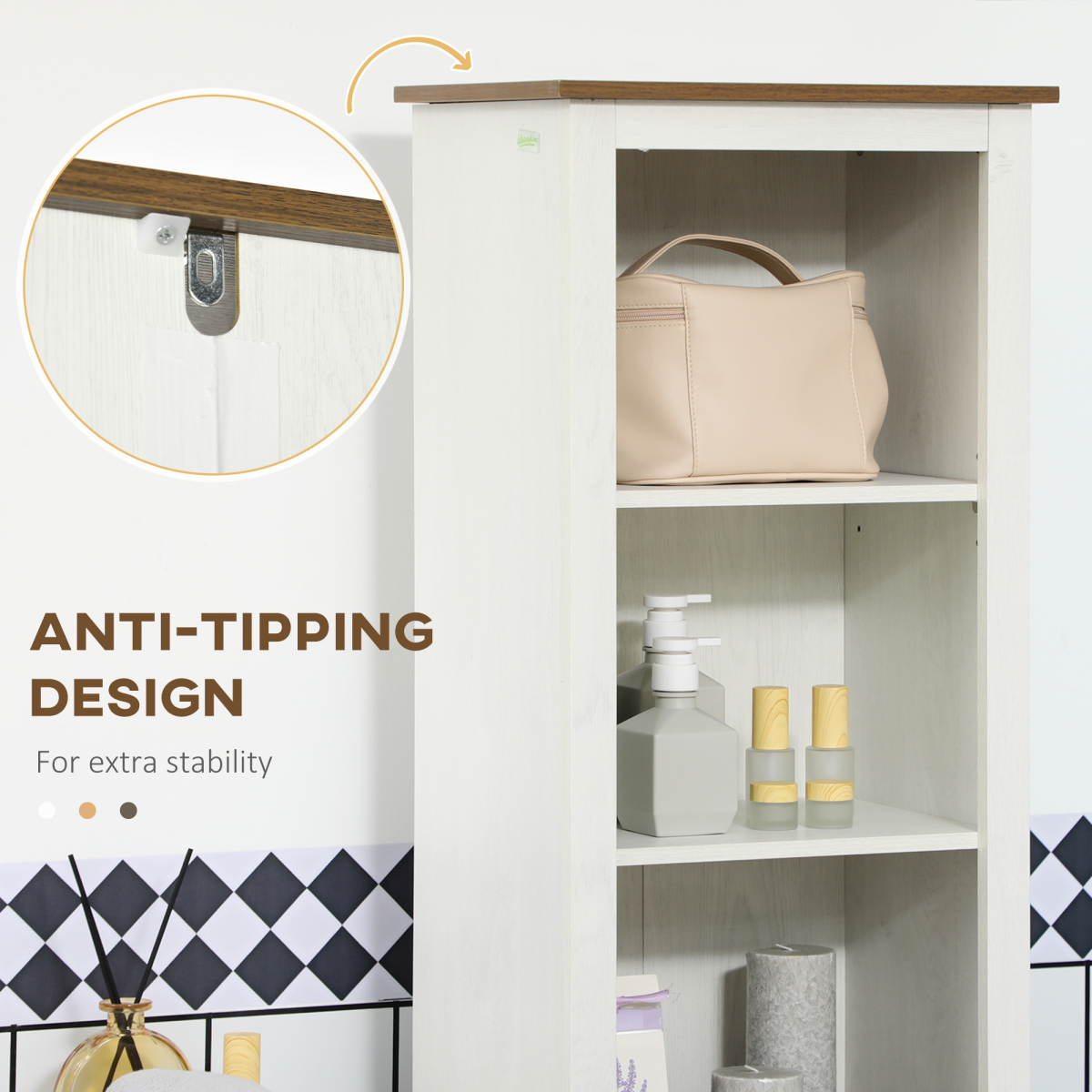 Tall Bathroom Cabinet Storage Cupboard with Door, Adjustable Shelves