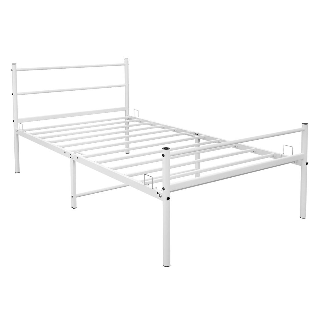 Extra Strong Single Metal Bed Frame In White - Improved