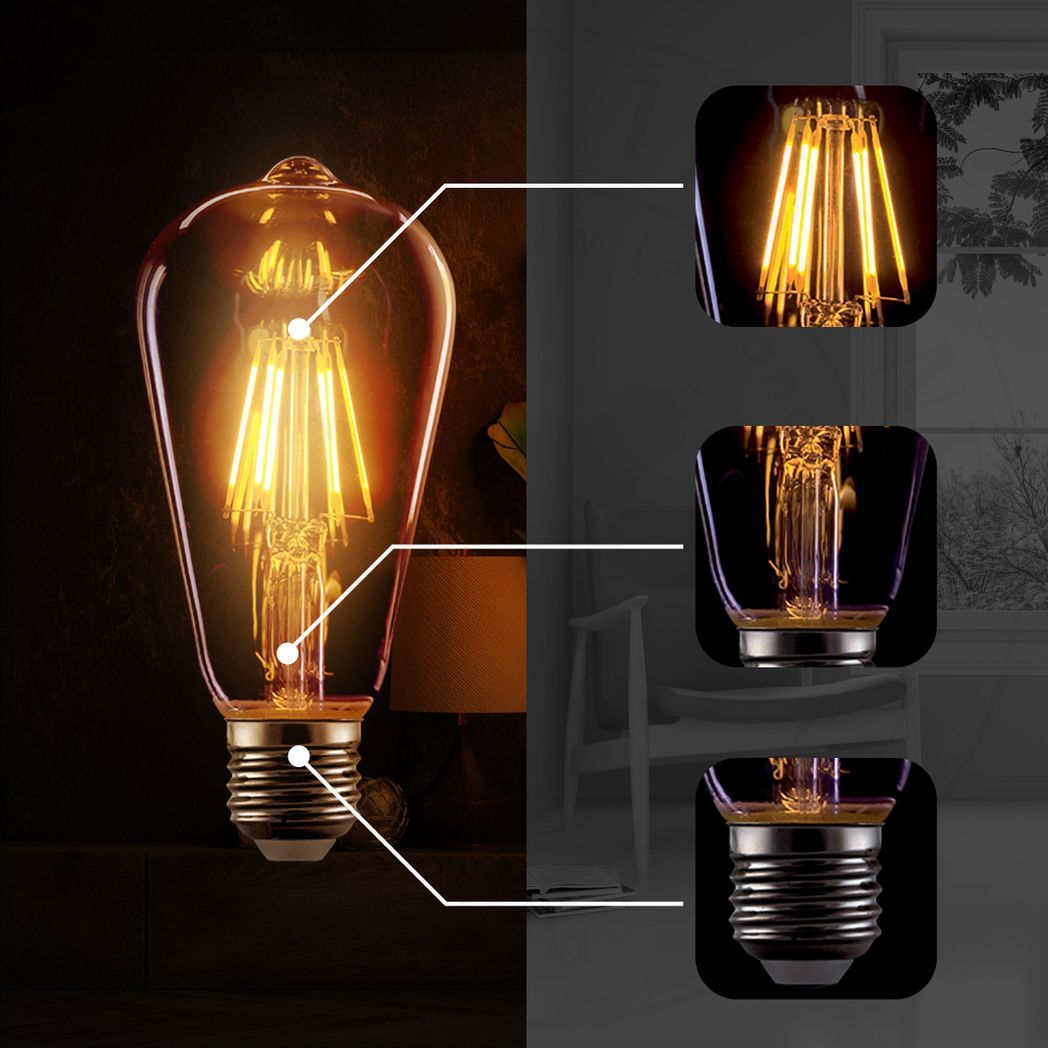 E27 ST64 Vintage LED Dimmable  Bulbs, 8W Edison Light Bulb,