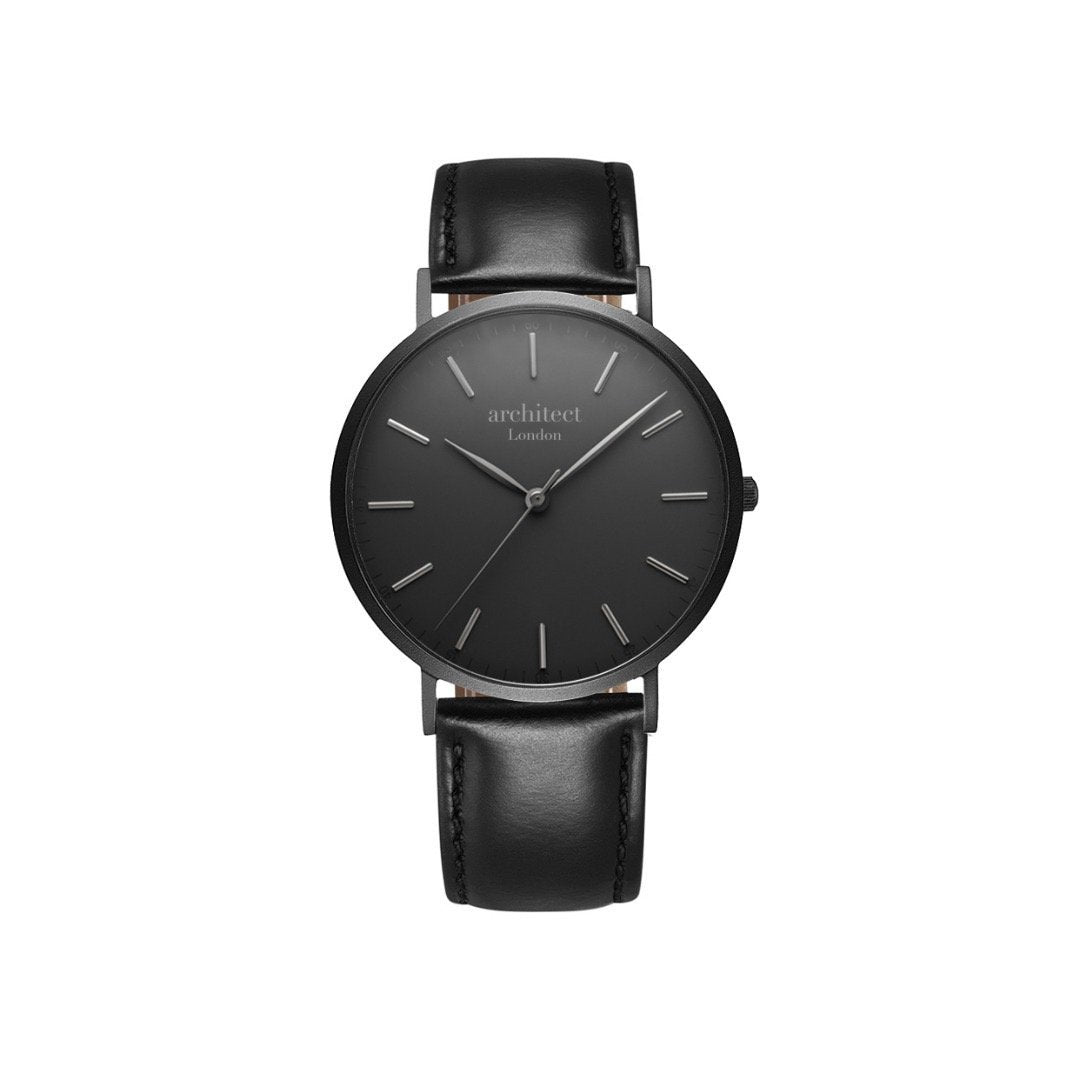 Handwriting Engraving - Men's Minimalist Watch + Jet Black Strap