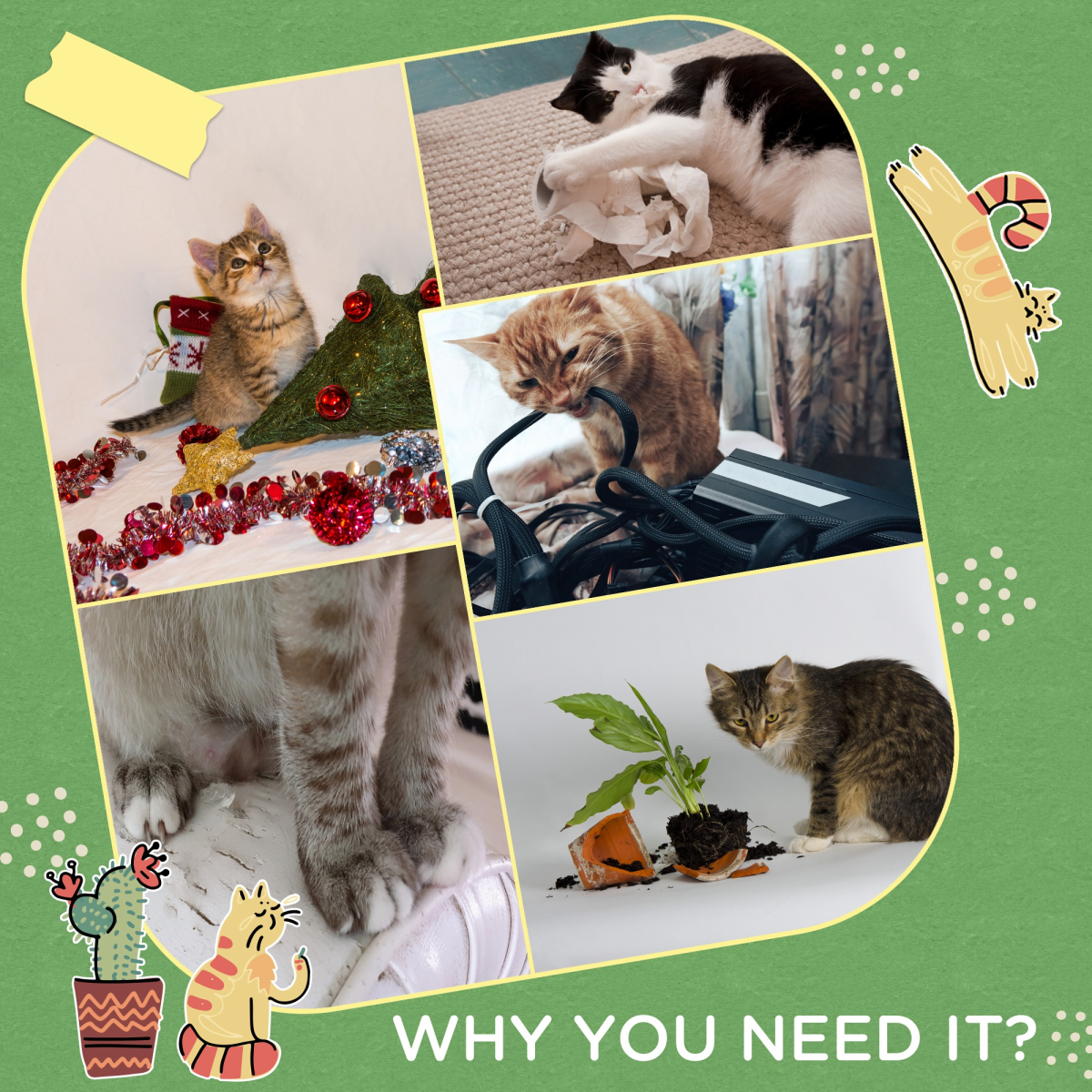 PawHut Mushroom-Shaped Cat-Scratching Post for Indoor Cats with Toy Balls