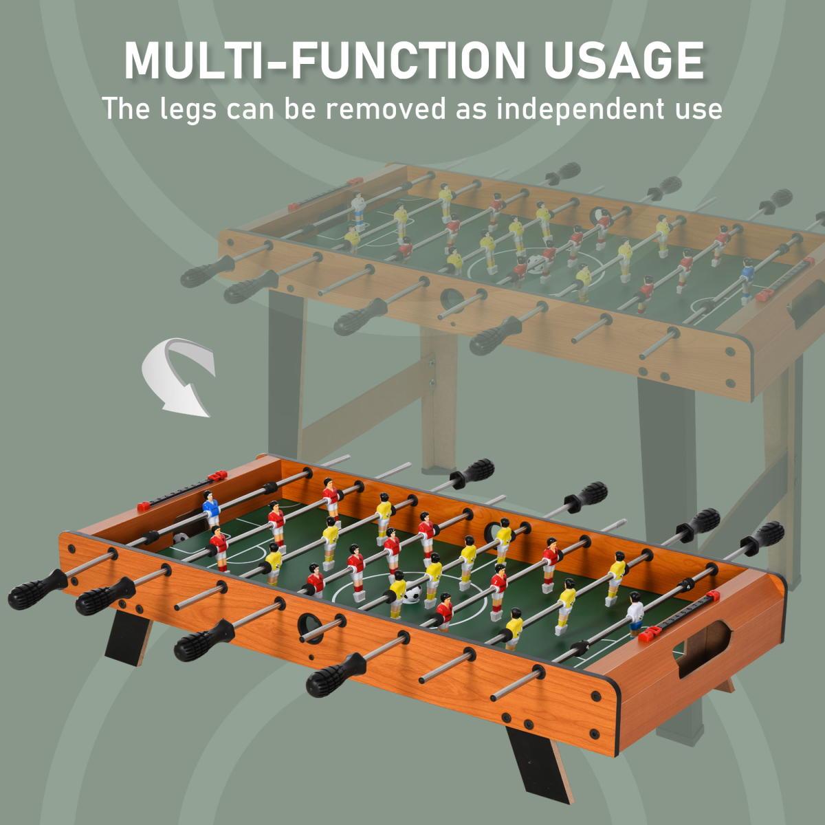Wooden Soccer Football Table 84.5cm Arcades Game Room Bar, 2 Foosballs HOMCOM