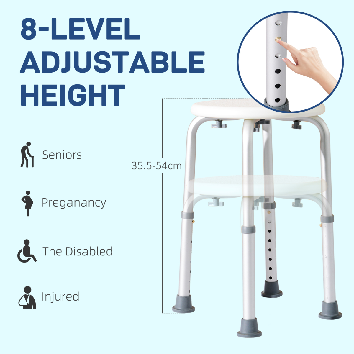 Bath Chair Shower Seat Safety Bathroom Elderly Aids Adjustable Position HOMCOM