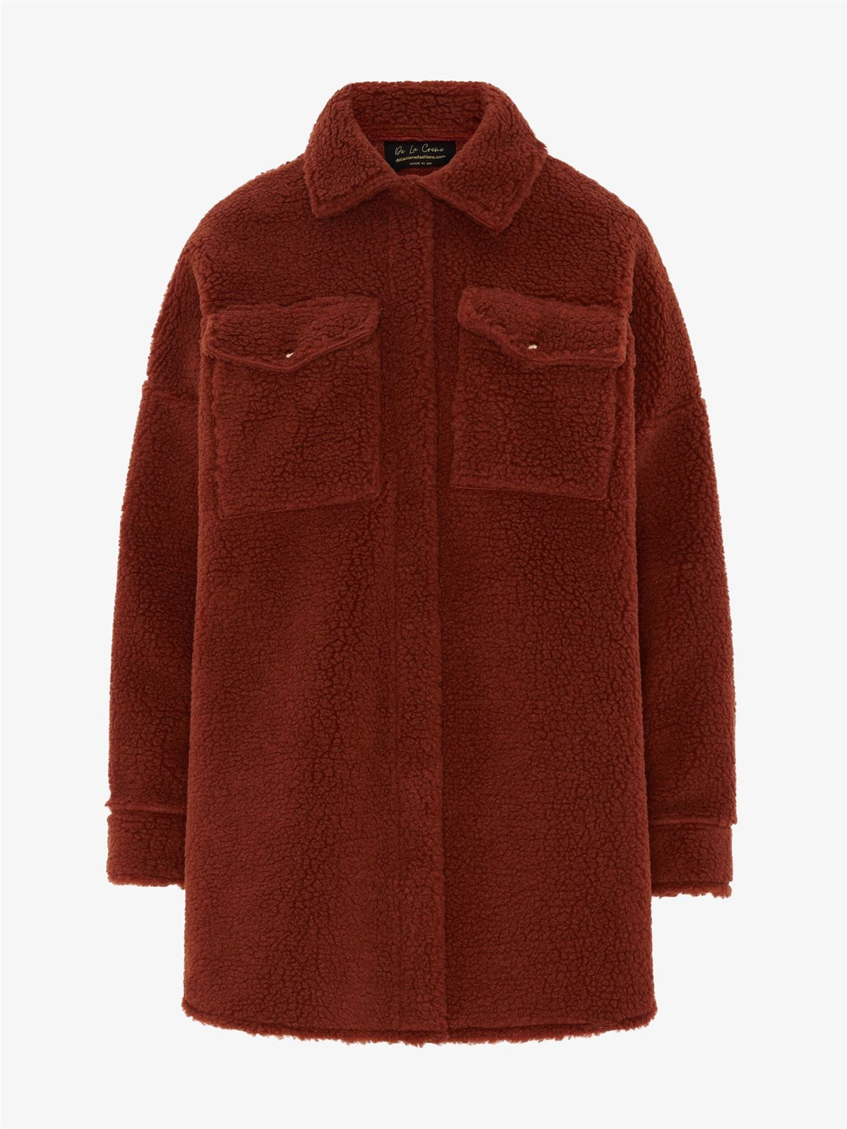 Oversized Stud Button Borg Teddy Shacket