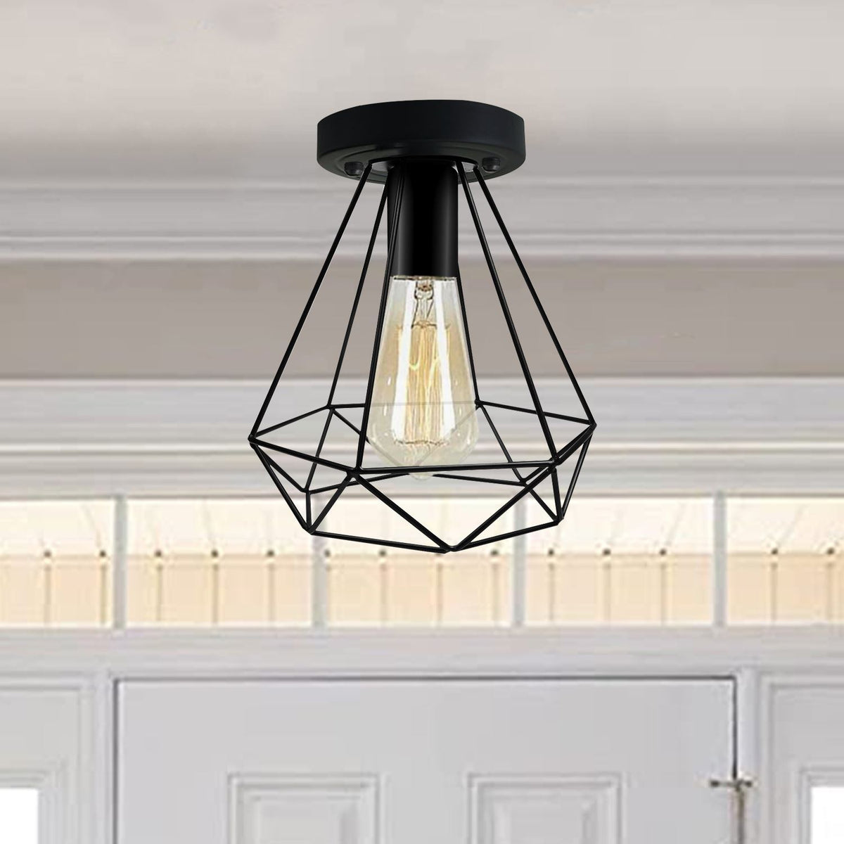 Industrial Black Wire Light Shade ceiling flush Lighting~1002