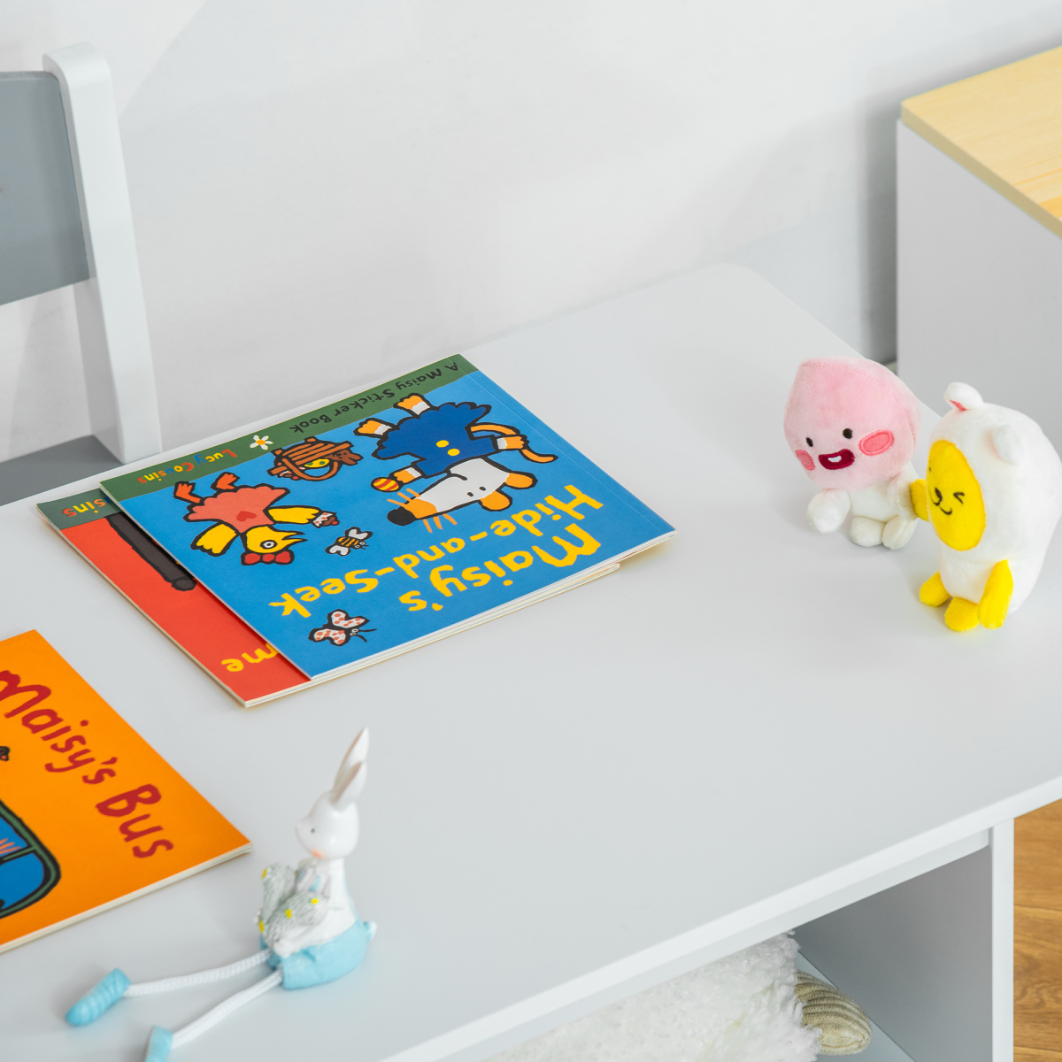 3 Pcs Kids Table & Chairs Set Toddler Furniture Storage Drawers