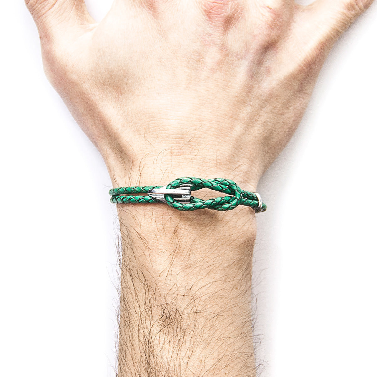 Fern Green Padstow Silver & Leather Bracelet