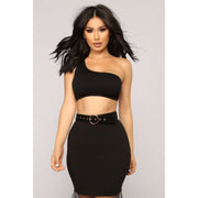 Black One Shoulder Crop Top