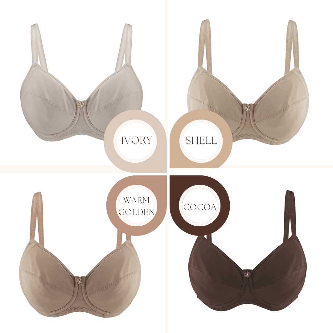 Cocoa-Underwired Silk & Organic Cotton Full Cup Bra with removable