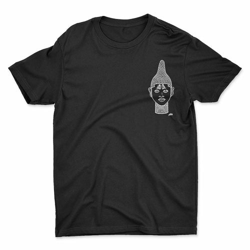 IYOBA ART EARTH POSITIVE- WHITE BREST CREST ON BLACK TEE