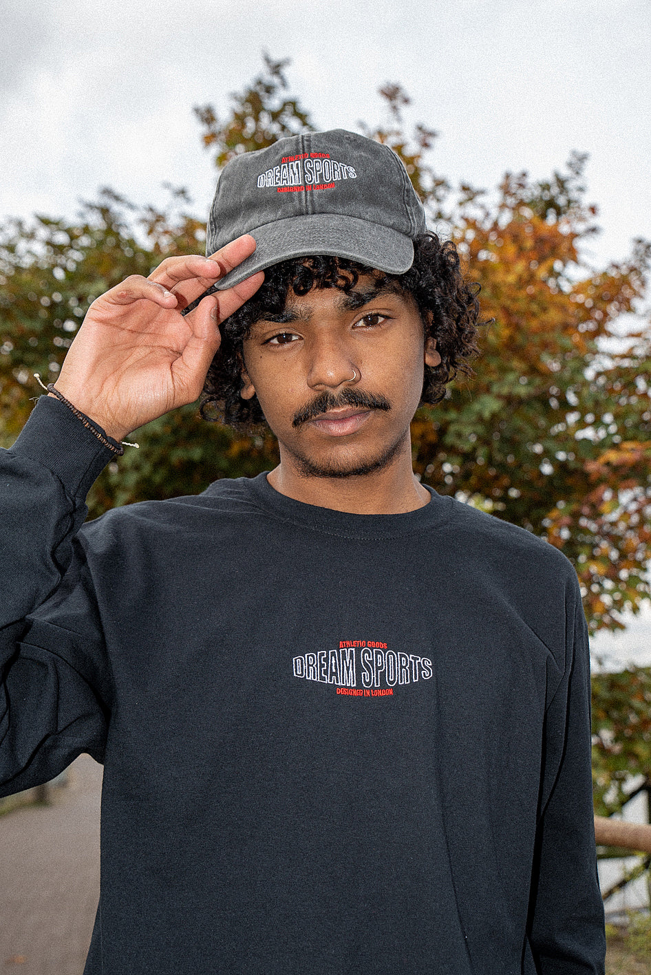 Cap In Vintage Black With Dream Sports Embroidery