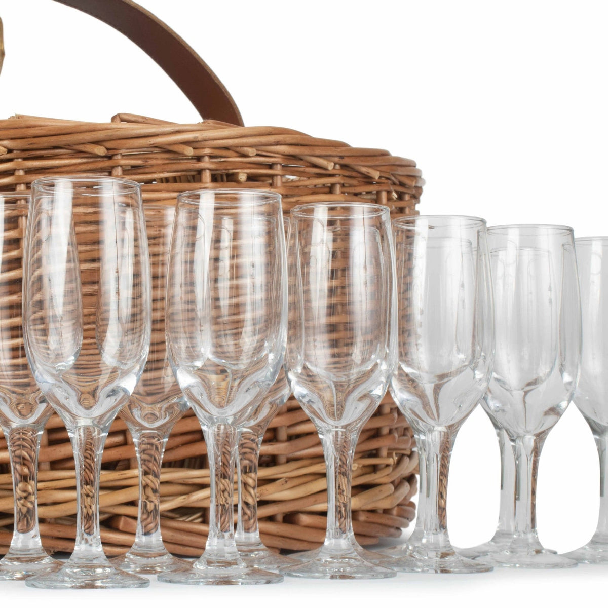 Wicker Light Steamed Garden Party Basket with Glasses