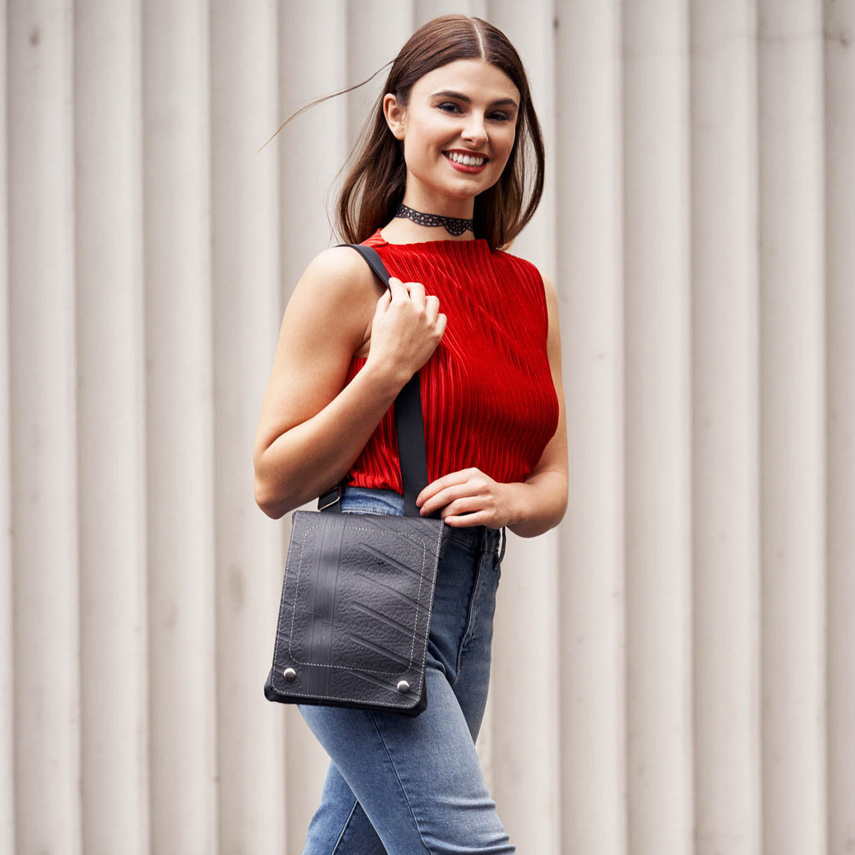 Spencer Recycled Unisex Rubber Vegan Crossbody Bag (3 Sizes Available)