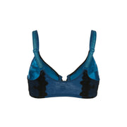 Elysia - Navy Blue Silk & Organic Cotton Front Closure Full Cup